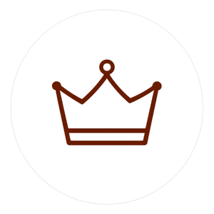 Ícone de coroa representando serviço de penteado para noivas com fundo circular branco e design elegante